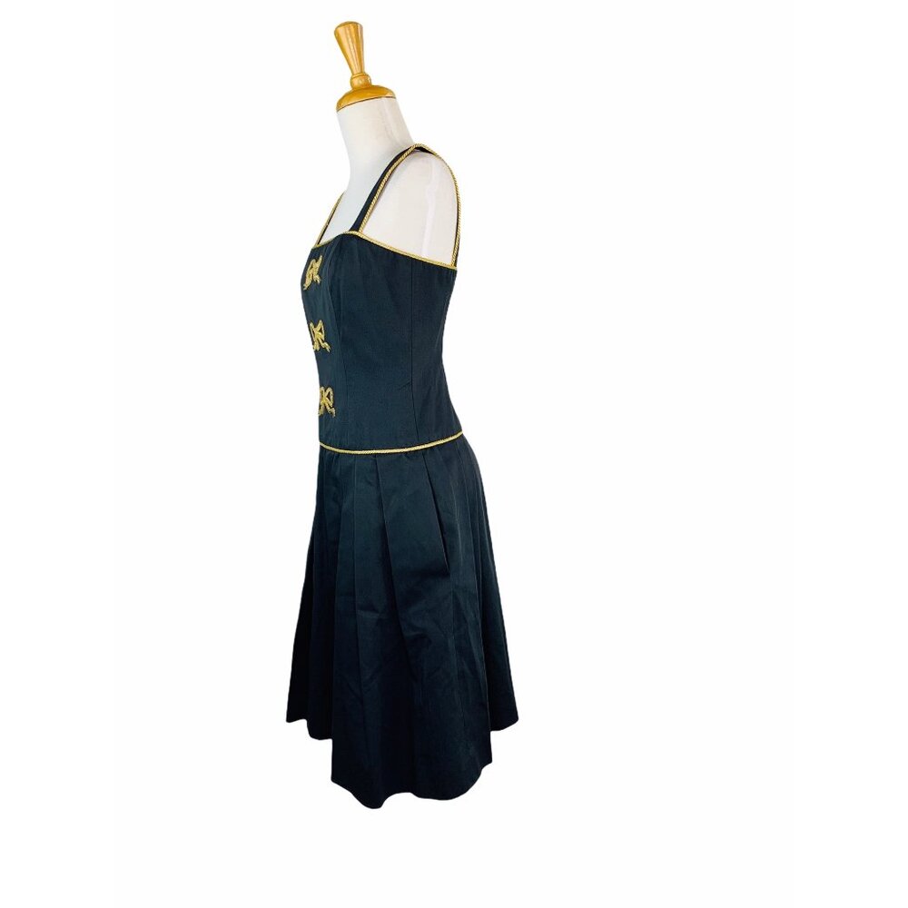 Albert Nipon Isabell Gerhart Vintage 60s Dress Black Gold Bows Sz 4 - Picture 4 of 12